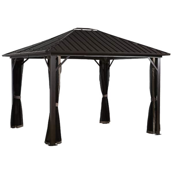 Genova 12 ft. x 12 ft. Dark Brown Rustproof Aluminum Framed Gazebo