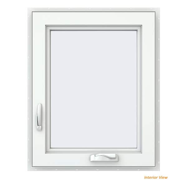 JELD-WEN 24 in. x 30 in. V-4500 Series Black FiniShield Vinyl Left-Handed Casement Window with Fiberglass Mesh Screen