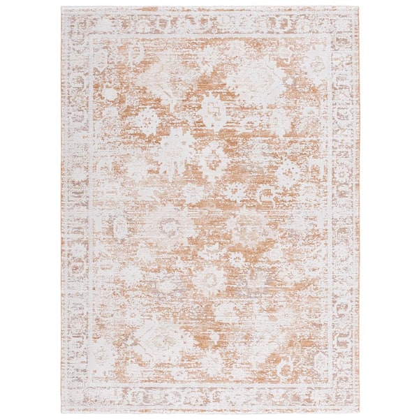 Romance 8 ft. x 10 ft. Rust/Beige Ivory Floral Oriental Area Rug