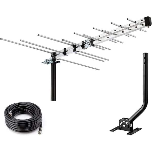 EKIEUDL Long-Range Digital Yagi TV Antenna with 40FT RG6 Coax Cable and J Mount Ideal for Attic Roof or RV Clear OTA Reception