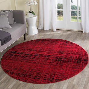 Adirondack Red/Black 4 ft. x 4 ft. Round Solid Area Rug