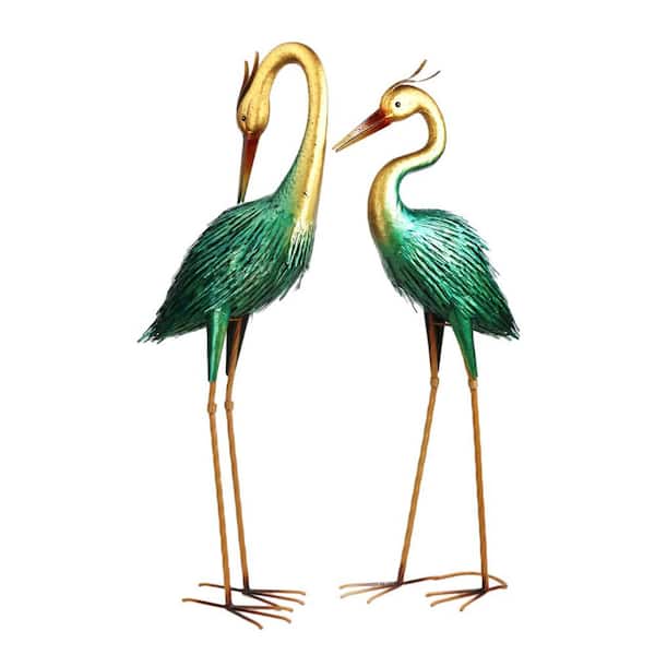 Zaer Ltd. International 41 in. Tall Metallic Heron Garden Figurines(Set of 2)