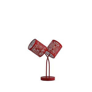 17 in. Red Table Lamp Bohemian Paisley 2-Light Cylinder