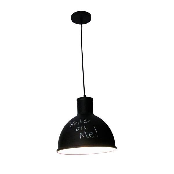 HomeSelects Write On 1-Light Black Round Bowl Pendant-DISCONTINUED