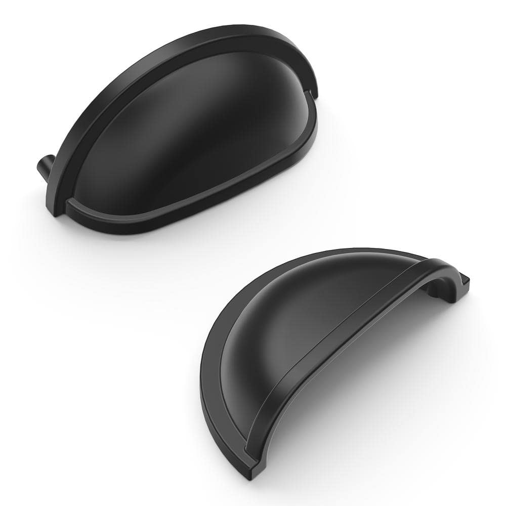 Matte Black 3" Cup Pull with Mounting Hardware