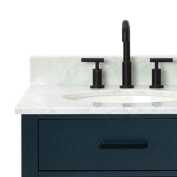 Aurora Blue 37 in. Vanity with Carrara Top