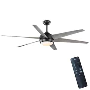 Windward 68 in. White Color Changing Integrated LED Matte Black Ceiling Fan with Light Kit, DC Motor and Remote