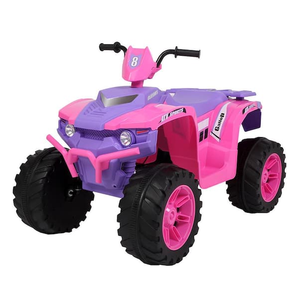 Karl home Kids ATV Ride On Car Vehicle Toy with 12 Volt Battery Powered Electric Rugged 4 Wheeler Pink 488723290654 The Home Depot