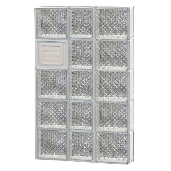 Clearly Secure 21.25 in. x 38.75 in. x 3.125 in. Frameless Diamond Pattern Glass Block Window with Dryer Vent