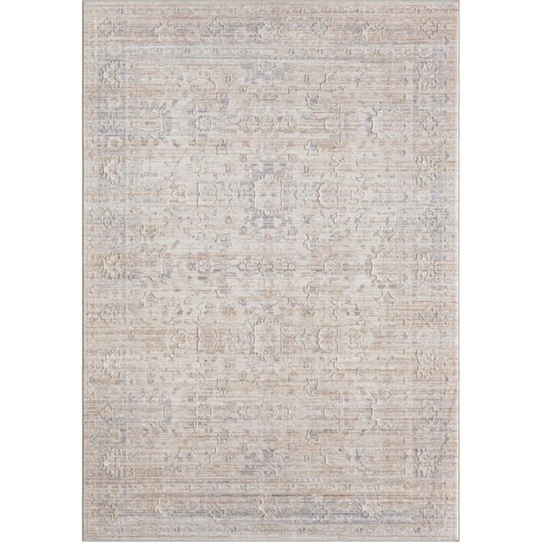 LR Home Lilian Gray 5 ft. x 8 ft. Bordered Classic/Traditional Polyester Blend Area Rug