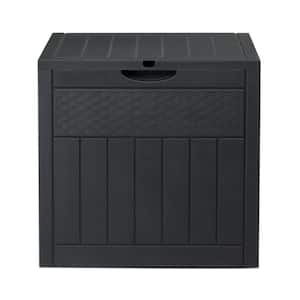 16.9 in. W x 21.9 in. D x20.9 in. H Dark Gray 33gal Square Wood & Rattan Plastic Garden Outdoor Storage Cabinet