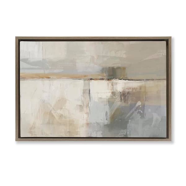 Shimmering Meadow Abstract by Nina Blue Brown Floater Frame Abstract Graphic Art Print 21 in. x 31 in.