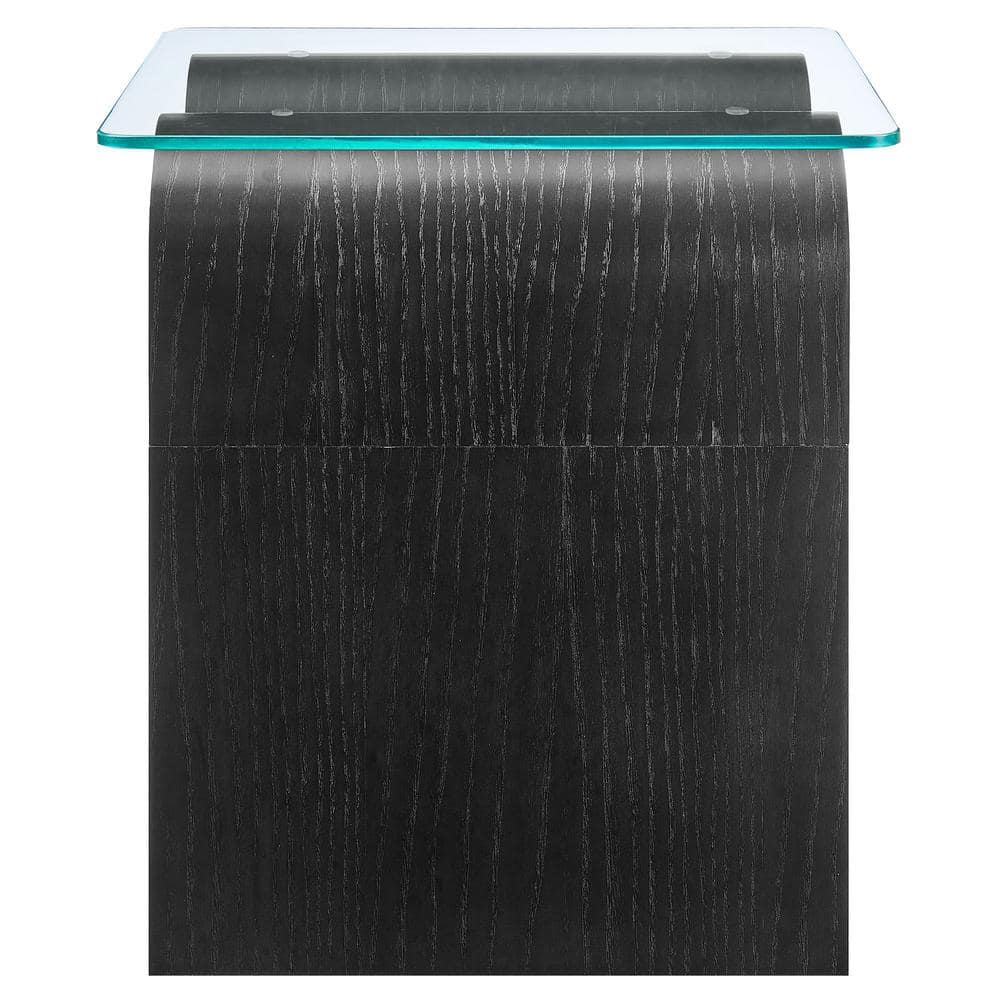 Ondine Black Wave Base Glass Top Side Table