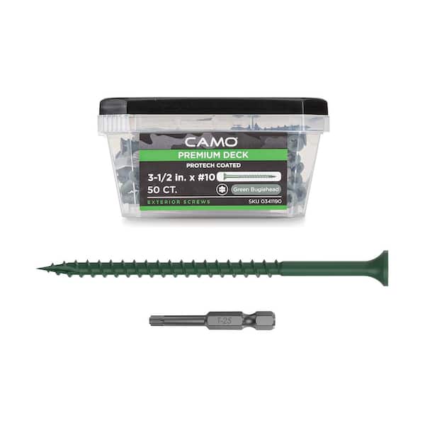 CAMO 3-1/2 in. #10 ProTech Green Premium Star Drive Bugle-Head Deck Screws (50-Count)