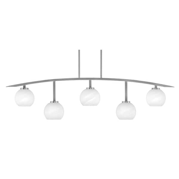Unbranded Siena 51.25 in. 5-Light Graphite Chandelier with 5.75 in. White Marble Glass Shades, no bulbs included