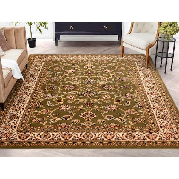 Well Woven Barclay Sarouk Green 4 ft. x 5 ft. Traditional Floral