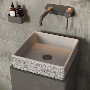 Cast Stone Aster Concrete Square Vessel Bathroom Sink in Ash Gray