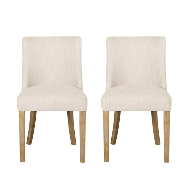 Bunce Beige and Natural Fabric Dining Chair (Set of 2)
