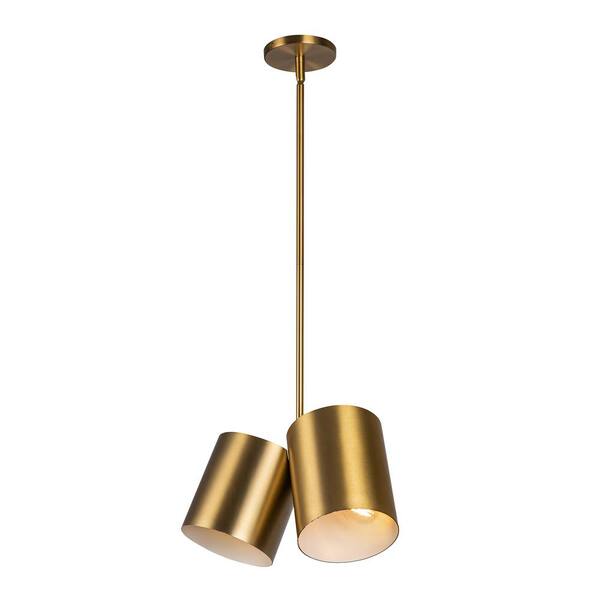 KUZCO Keiko 14 in. 2 Light 60-Watt Brushed Gold Pendant Light