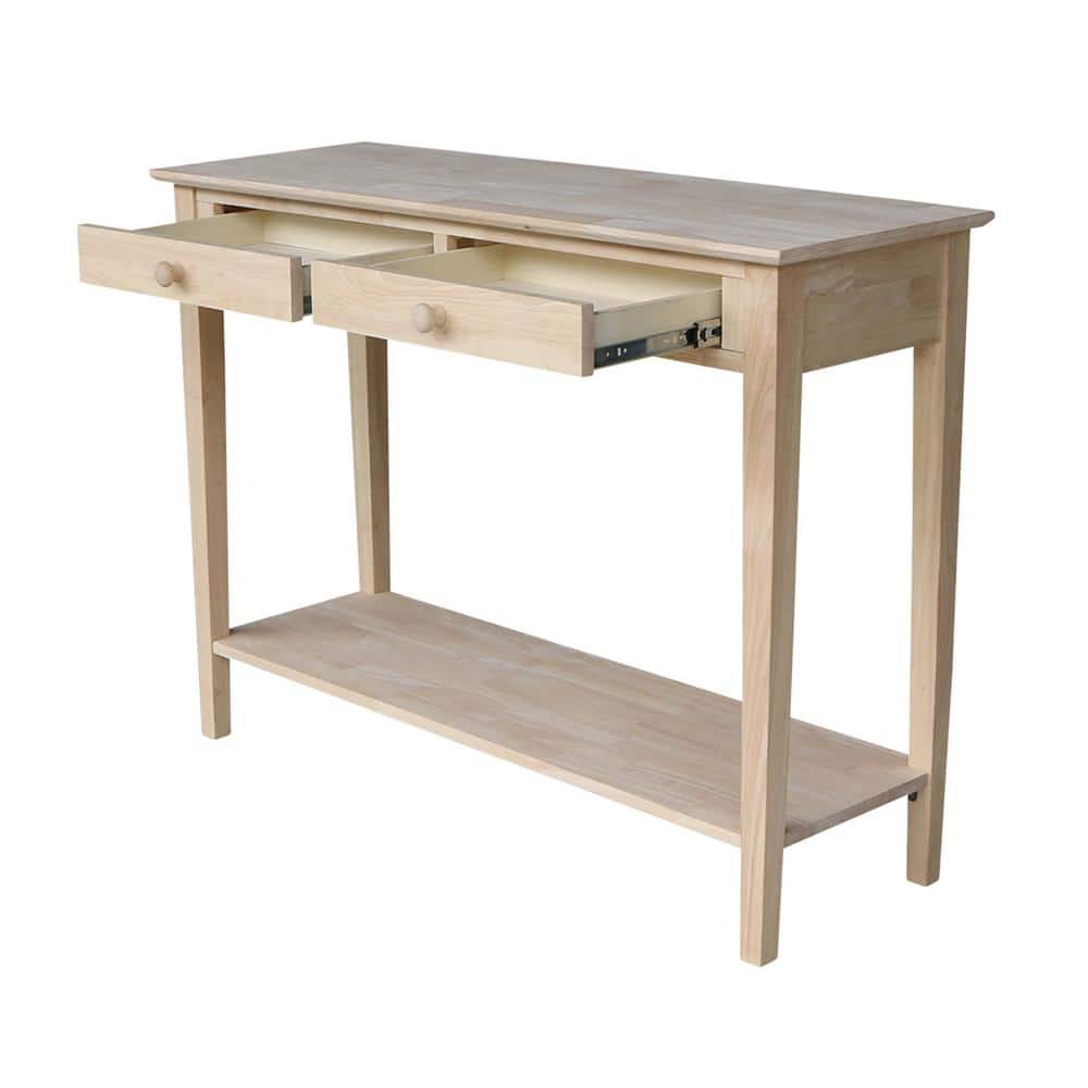 Spencer White Wood Sofa Console Table with Storage