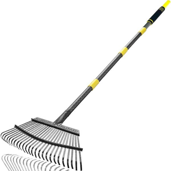 Metal Scraper Rake Misopily 72 in. Steel Handle Metal Rake 25 Stainless Steel Tines ...