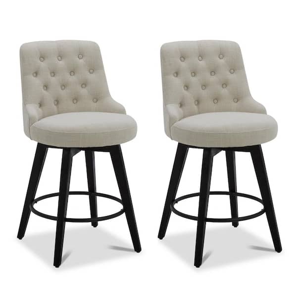 Haynes 26 in. Linen High Back Metal Swivel Counter Stool with Fabric Seat (Set of 2)