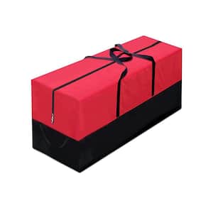 Red Heavy Duty Waterproof Reinforced Handles Zipper Pocket Artificial Tree Storage Bag for Trees Up to 10 ft. Tall