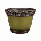 Reserva 11.81 in. x 8.86 in. Jade Ceramic Indoor Planter Pot