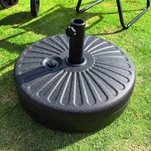 70.7 lbs. Fillable Capacity HDPE Plastic Market Patio Umbrella Base in Black