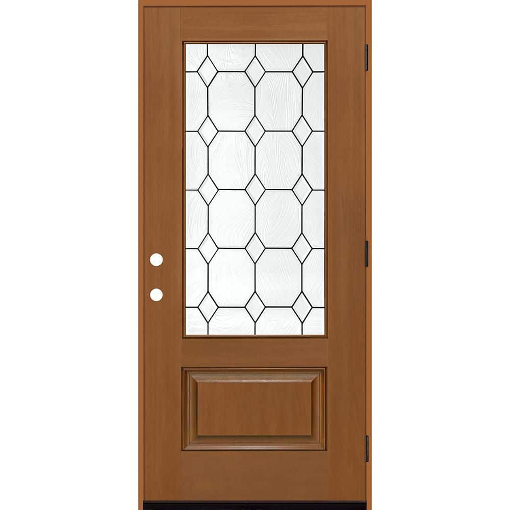 Regency 36 in. x 80 in. 3/4L Marquise Glass LHOS AutumnWheat Stain Fiberglass Prehung Front Door with 6-9/16 Jamb price history on PriceWatchPro