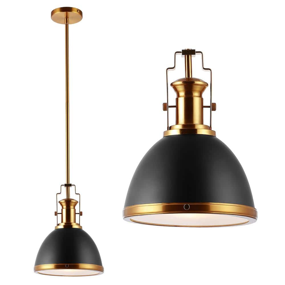 Homer 10" Black and Brass Gold Vintage LED Pendant Light