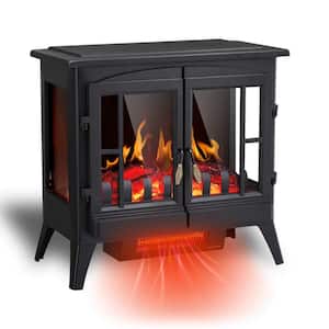 1500-Watt Infrared Heater in Black with Overheating Protection, Low Noise, Electric Fireplace