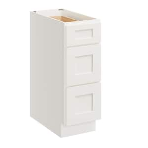 12 in. W x 24 in. D x 34.5 in. H Plywood Ready to Assemble Floor Base Kitchen Cabinet in White Shaker with 3 Drawers