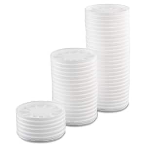 White Vented Disposable Foam Cup Lids, Fits 6 oz. to 32 oz. Cups, 50 Pack, 10 Packs / Carton