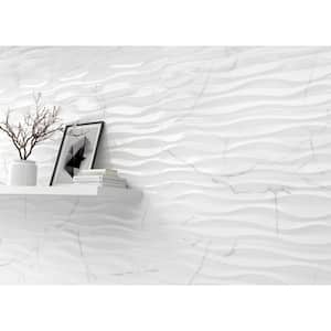 Sculpture White Wave Glossy 12.99 in. x 35.83 in. Ceramic Wall Tile (12.928 sq. ft. / case)