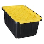 17 Gal. Flip Top Storage Tote in Black and Yellow