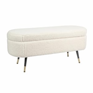 White Fabric Finish Maren Accent Dining Bench 44 in.
