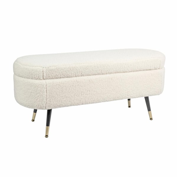 Warehouse of Tiffany White Fabric Finish Maren Accent Dining Bench 44 ...