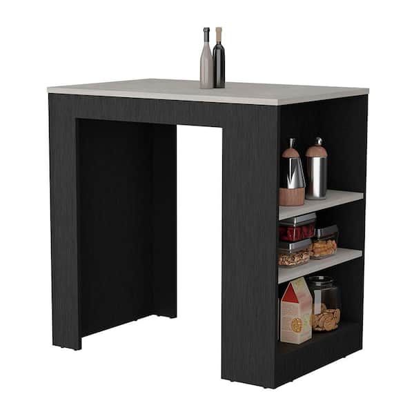 Multi-Colored 36.2 in. Kitchen Island with 3-Side Shelves