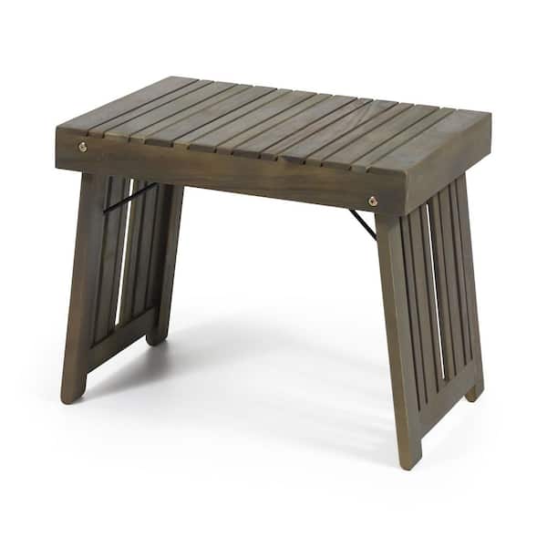 21.5'' Gray Wood Rectangular Outdoor Side Table