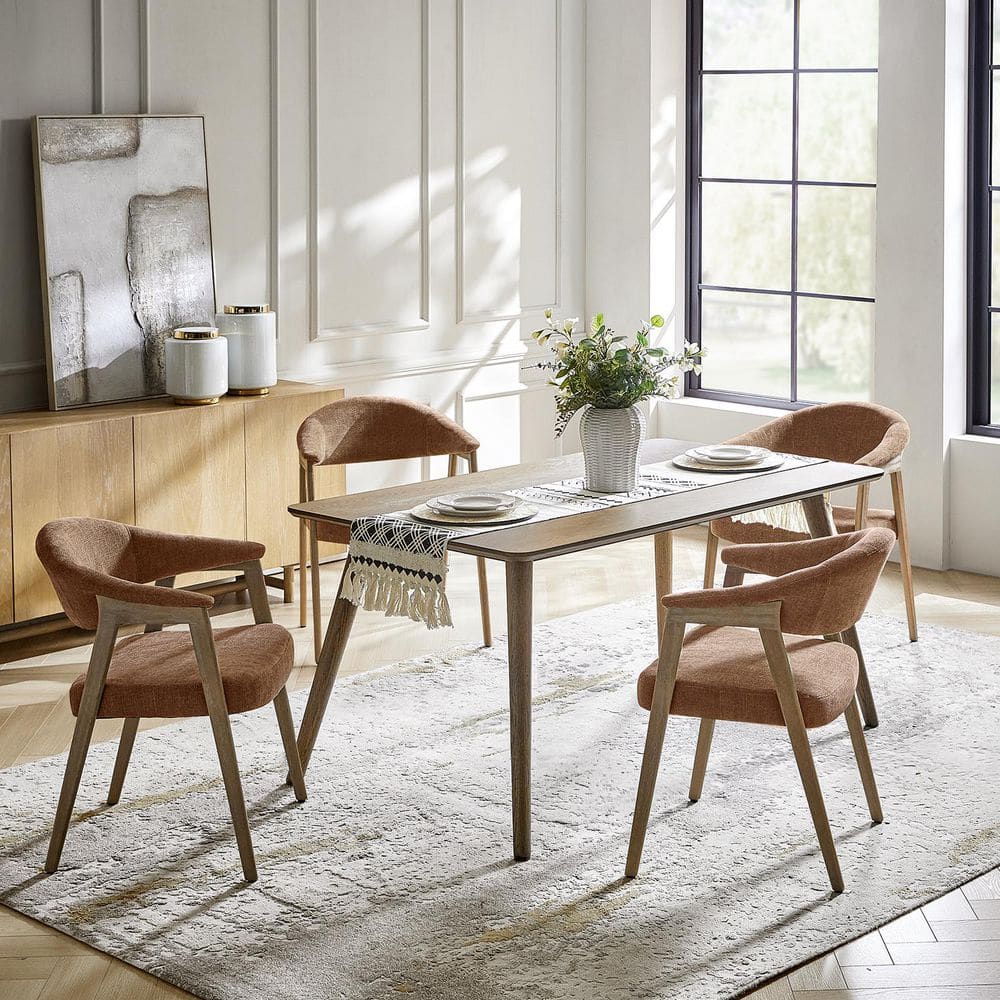 Elisa Rust Polyester Mid-Century Modern Dinning Chair with Ergonomic Curved Backrest (Set of 4) price history on PriceWatchPro