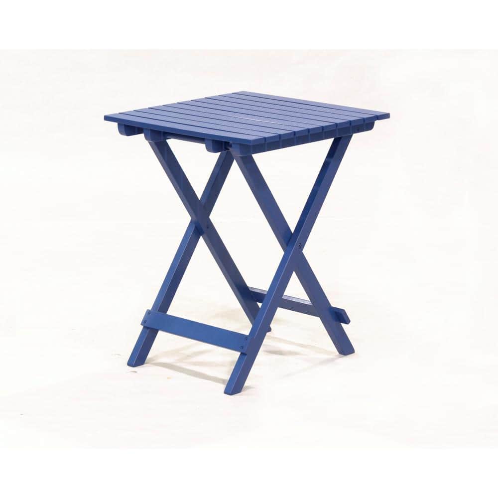 Blue Wood Folding Outdoor Side Table