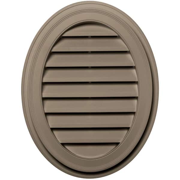 Builders Edge 21 in. x 27 in. Oval Brown/Tan Plastic Built-in Screen Gable Louver Vent