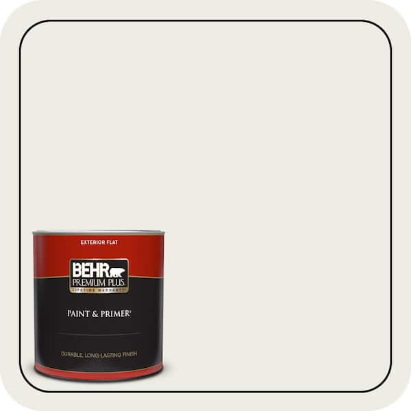 BEHR PREMIUM PLUS 1 qt. Designer Collection #DC-013 Harmonious White Flat Exterior Paint & Primer