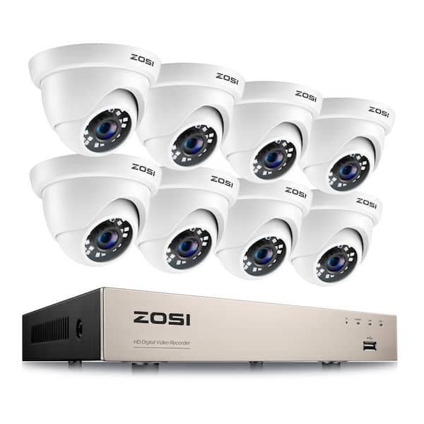 8-Channel H.265+ 5MP-lite DVR Outdoor Security Camera System with 8-Wired Outdoor 1080p Dome Cameras