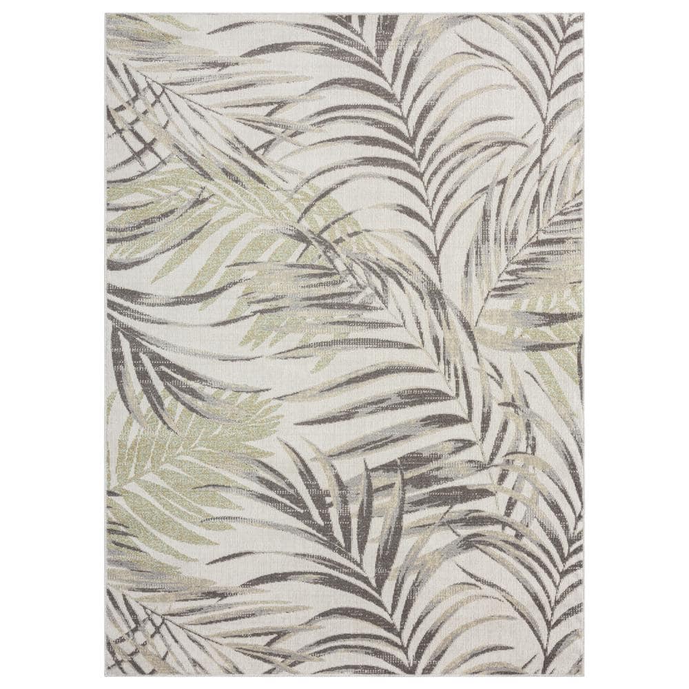 Tommy Bahama Malibu Palm Springs Ivory/Green 5 ft. x 7 ft. Indoor