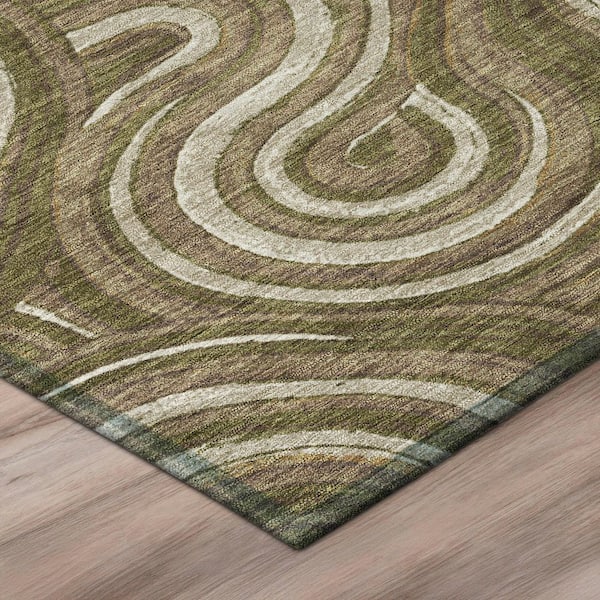Chantille Machine Washable Indoor/Outdoor Abstract ACN3032 Olive 10 ft. x 14 ft. Area Rug