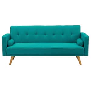 71.6. in. Wide Blue Linen Modern Twin Size Sofa bed