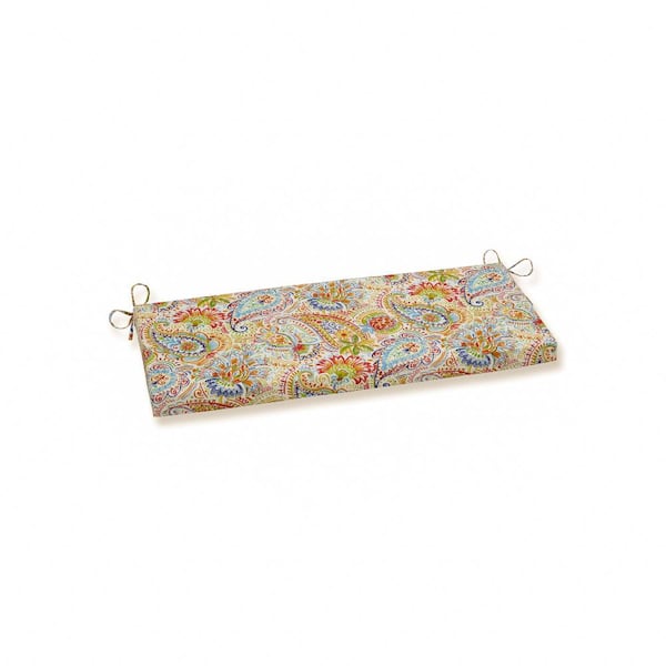 Pillow Perfect Paisley Rectangular Outdoor Bench Cushion in Blue/Green Gilford