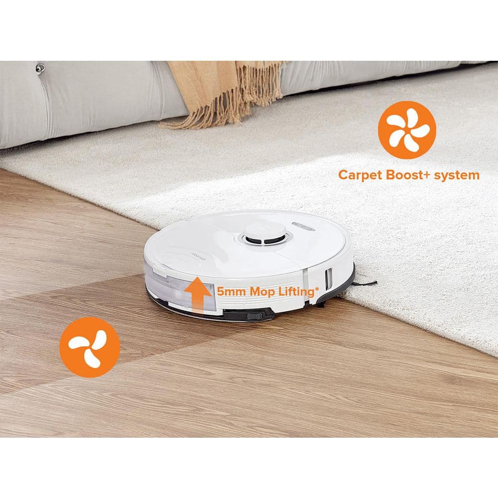 Roborock S8 White Cordless Robot Vacuum and Mop with Smart Mapping